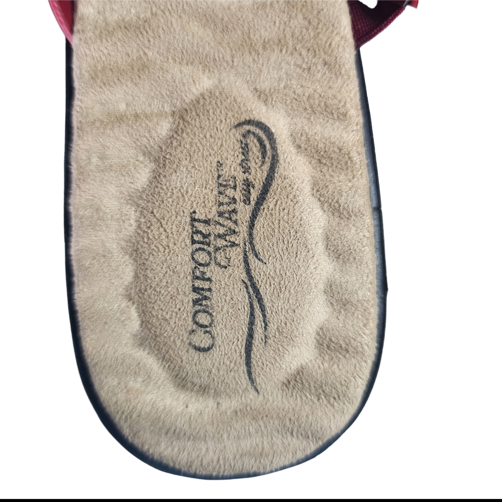 Comfort Wave Red Strappy Slide Sandals Womens Size 10 Comfort Cushioned Casual - Picture 4 of 5
